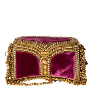 Bolsa Clutch Zeenat Jewel Rosa e Dourada
