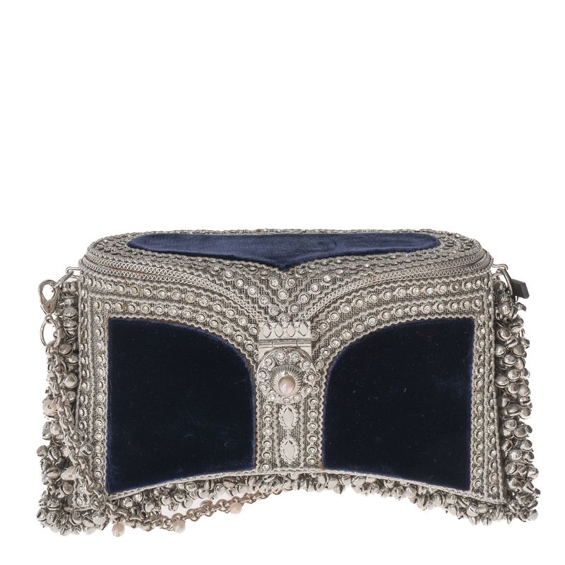 Bolsa-Clutch-Zeenat-Jewel-Azul-e-Prateada