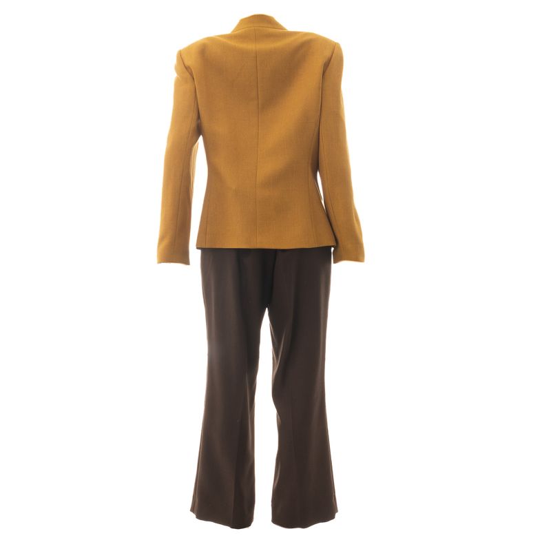 Conjunto-Elie-Tahari-Blazer-e-Calca-Mostarda-e-Marrom