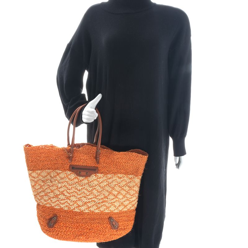 Bolsa-Balenciaga-Tote-Rafia-Laranja