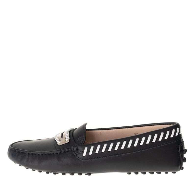 Mocassim-Tod-s-Driver-Pesponto-Preto-e-Branco