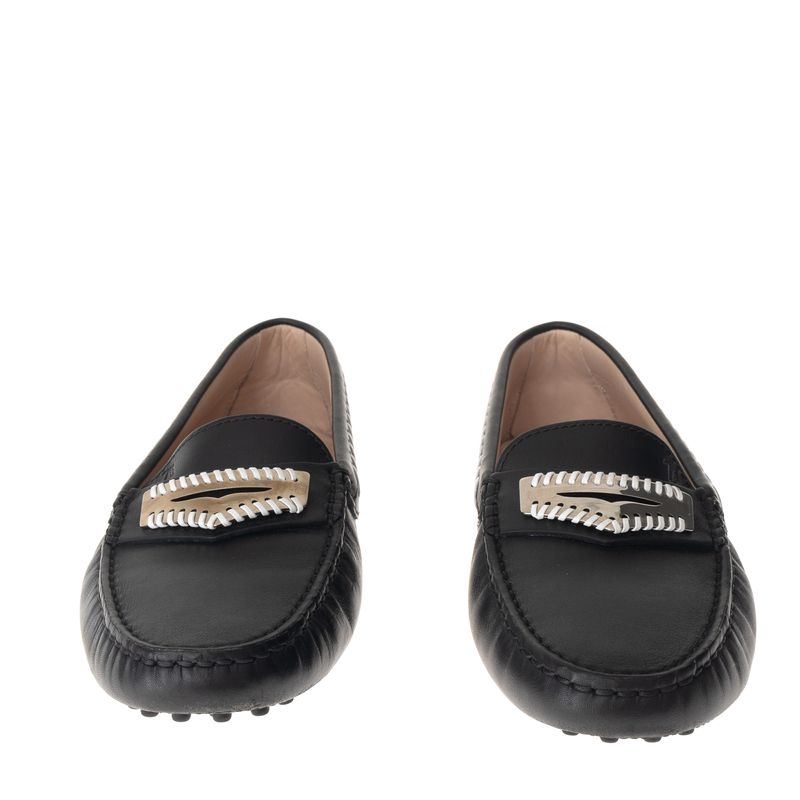 Mocassim-Tod-s-Driver-Pesponto-Preto-e-Branco