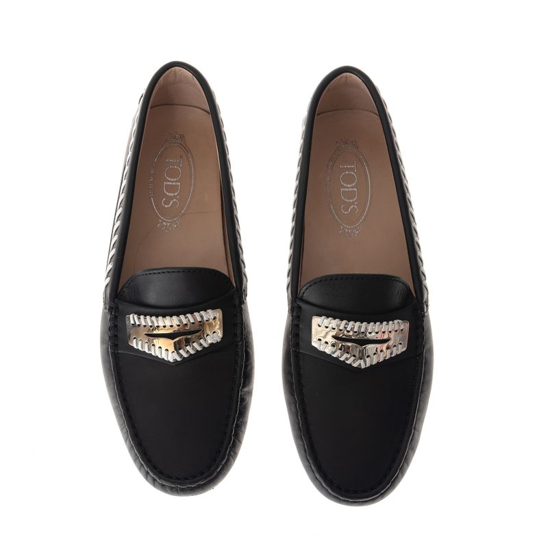 Mocassim-Tod-s-Driver-Pesponto-Preto-e-Branco