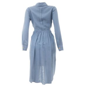 Vestido Cris Barros Chemise Linho Azul