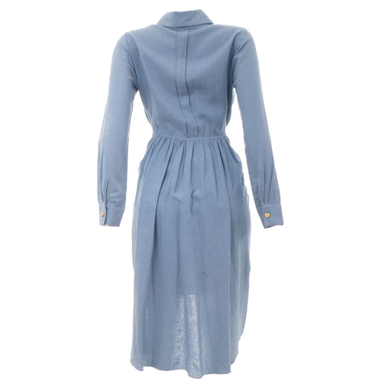 Vestido-Cris-Barros-Chemise-Linho-Azul