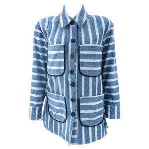 Jaqueta Listrada Azul e Branca
