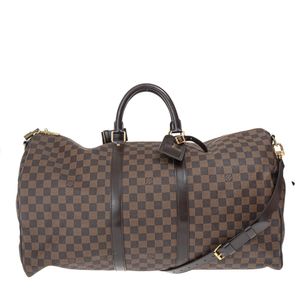 Mala Louis Vuitton Keepall Bandoulière 55 Damier Ébène