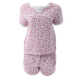 Conjunto Mixed Blusa e Short Jacquard Rosa e Branco