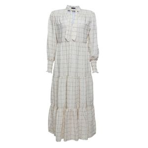 Vestido Gaitee Quadriculado Bege