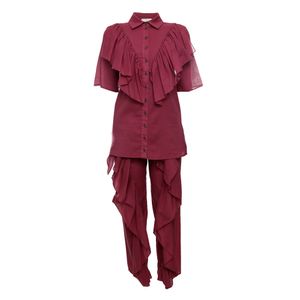 Conjunto Paula Raia Babados Vinho