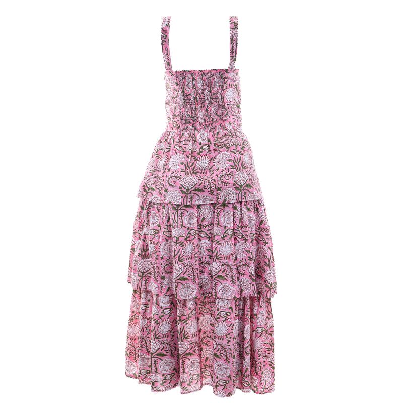 Vestido-Babados-Floral-Rosa