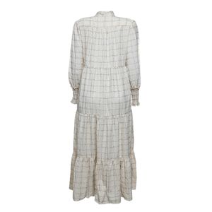 Vestido Gaitee Quadriculado Bege