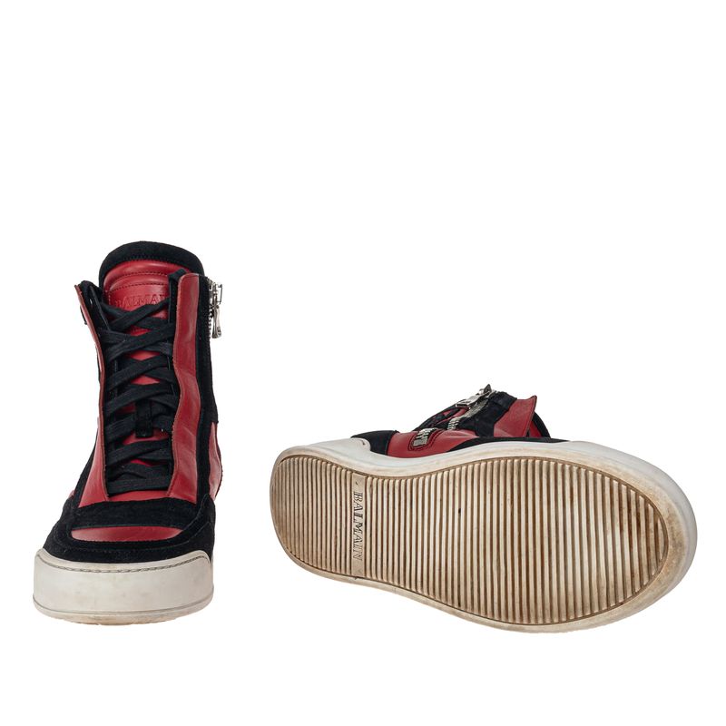 Tenis-Balmain-Cano-Longo-Preto-e-Vermelho