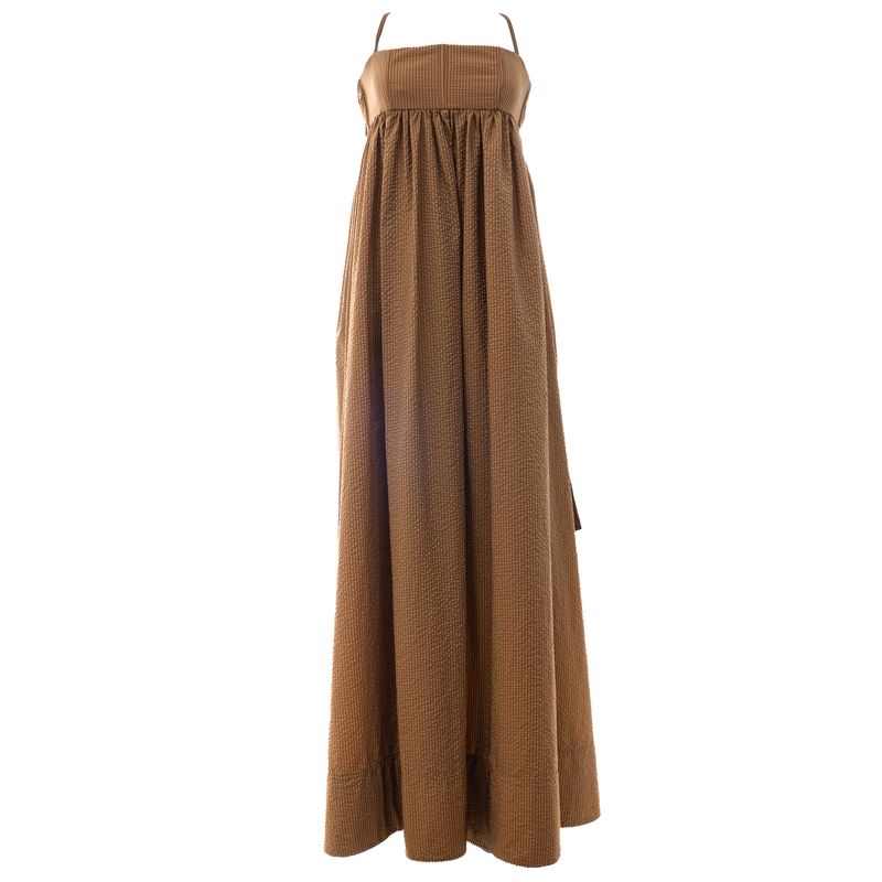 Vestido-Lucila-Pena-Longo-Listrado-Marrom