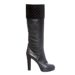 Bota Louis Vuitton Cano Alto Couro Preta