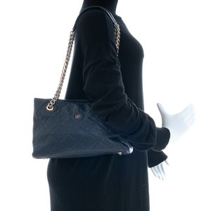 Bolsa Carolina Herrera Alça Corrente Couro Azul