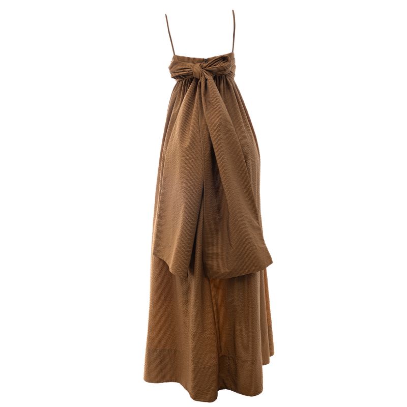 Vestido-Lucila-Pena-Longo-Listrado-Marrom