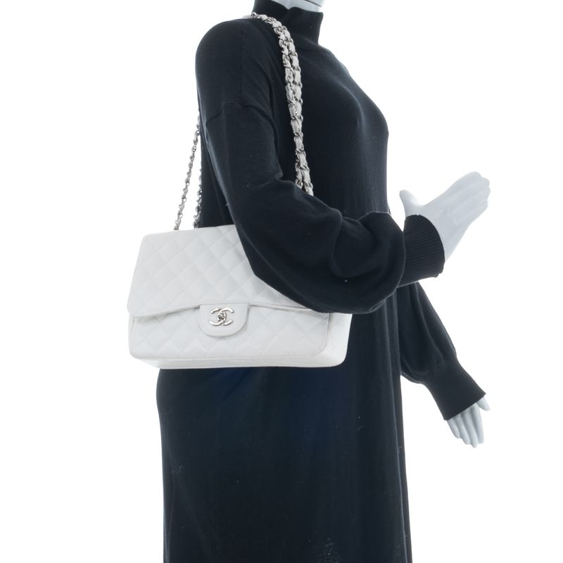 Bolsa-Chanel-Single-Flap-Grande-Caviar-Branca