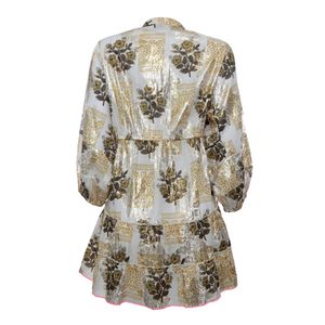 Vestido Nammos Bordado Curto Dourado