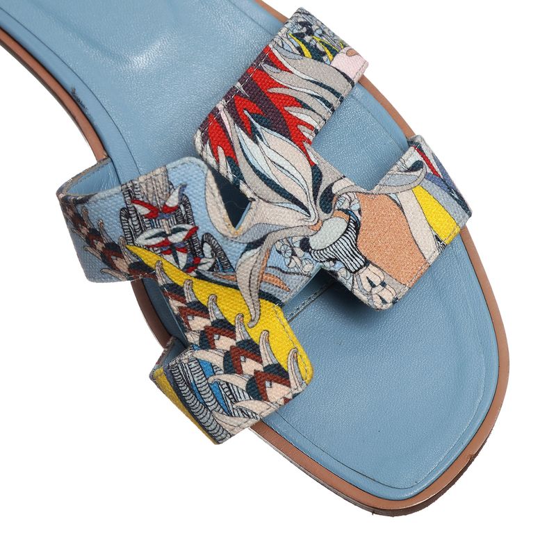 Sandalia-Hermes-Rasteira-Oran-Estampada-Azul