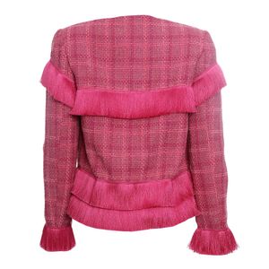 Blazer PatBo Xadrez e Franjas Rosa