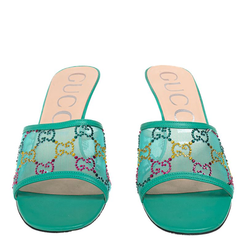 Sandalia-Gucci-Mule-GG-Mesh-Verde