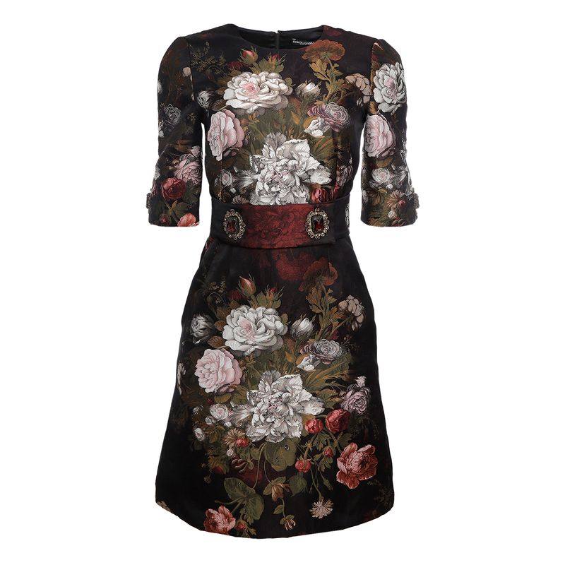 Vestido-Dolce---Gabbana-Floral-Preto