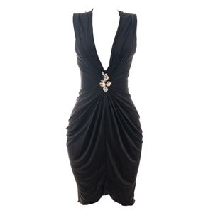 Vestido Blumarine Malha Preto com Pedraria