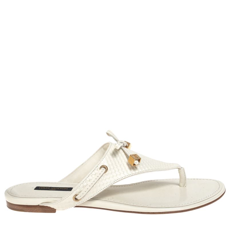 Sandalia-Louis-Vuitton-Rasteira-Damier-Branca-