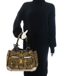 Bolsa Jamin Puech Marrom com Bordados e Aplicações