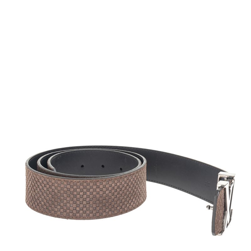 Cinto-Louis-Vuitton-Padronagem-Damier-Marrom