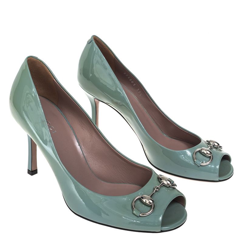 Sapato-Gucci-Peep-Toe-Horsebit-Verde