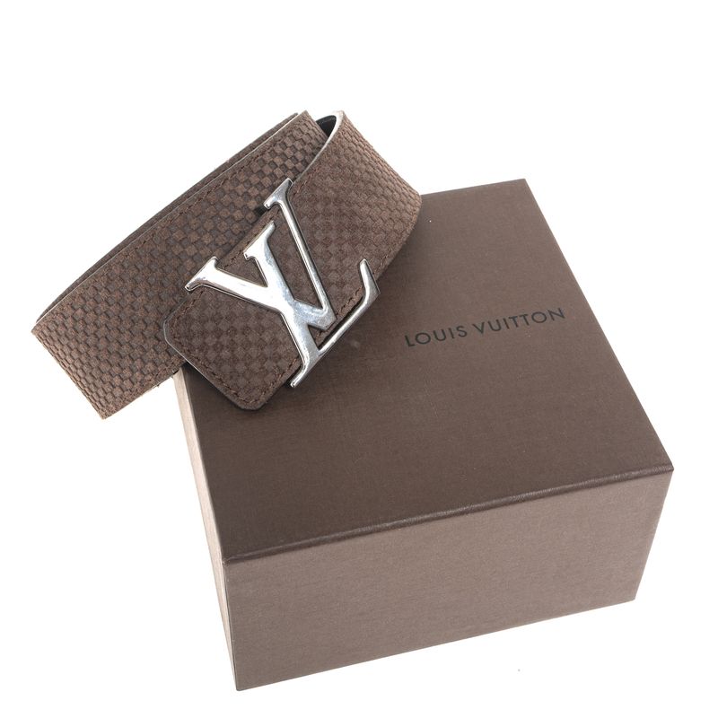 Cinto-Louis-Vuitton-Padronagem-Damier-Marrom