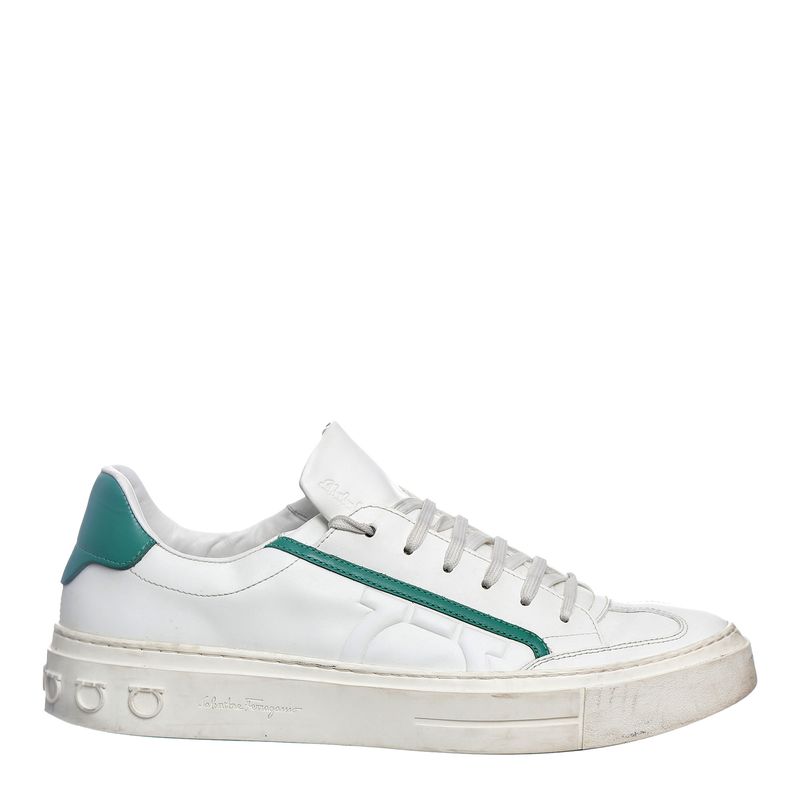 Tenis-Salvatore-Ferragamo-Gancini-Branco-e-Verde