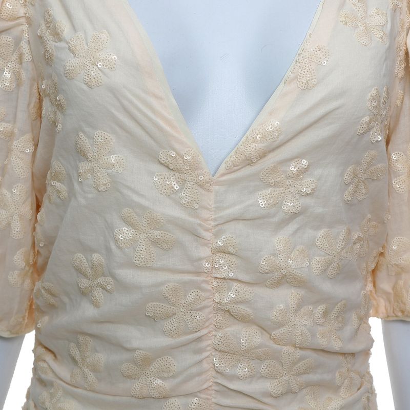 Vestido-Cris-Barros-Curto-Bufante-Bordado-Creme