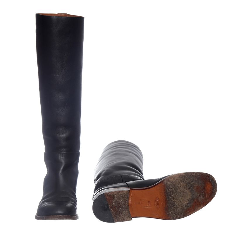 Bota-Celine-Couro-Preto