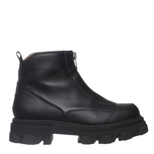 Bota Ganni Zíper Couro Preta