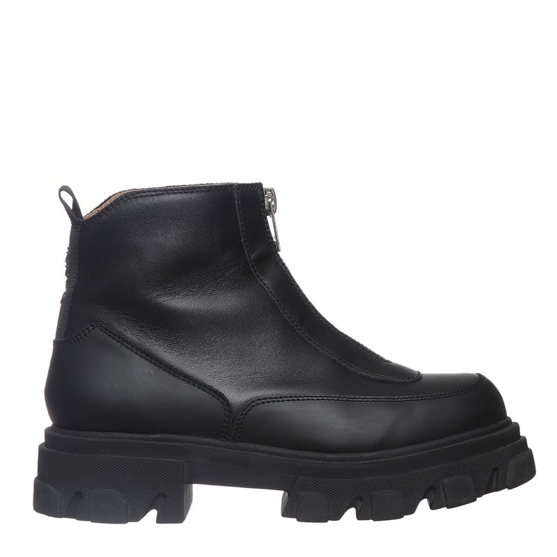 Bota-Ganni-Ziper-Couro-Preta