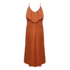 Vestido Paula Raia Babado Laranja