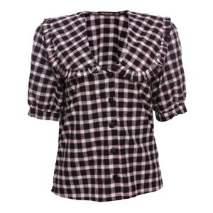 Blusa Mixed Detalhe Gola Xadrez Preta