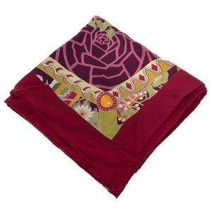 Lenço Hermès 90 Folhagem Fundo Vinho
