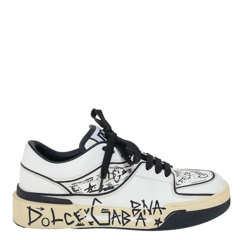 Tenis-Dolce---Gabbana-Couro-Branco-e-Preto