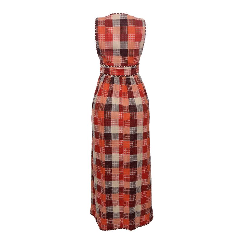 Vestido-Framed-Xadrez-Laranja