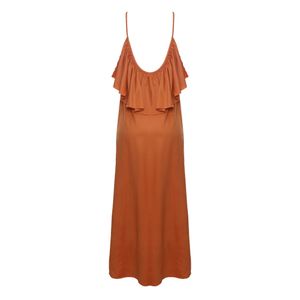 Vestido Paula Raia Babado Laranja