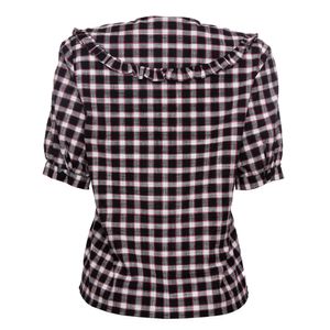 Blusa Mixed Detalhe Gola Xadrez Preta