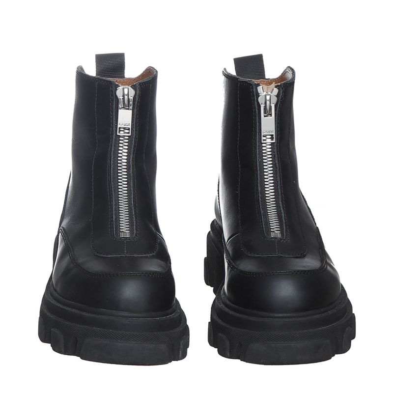 Bota-Ganni-Ziper-Couro-Preta