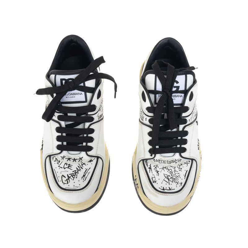 Tenis-Dolce---Gabbana-Couro-Branco-e-Preto