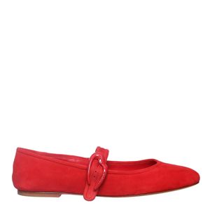 Sapatilha Larroudé Balllet Flat Verona Camurça Vermelha