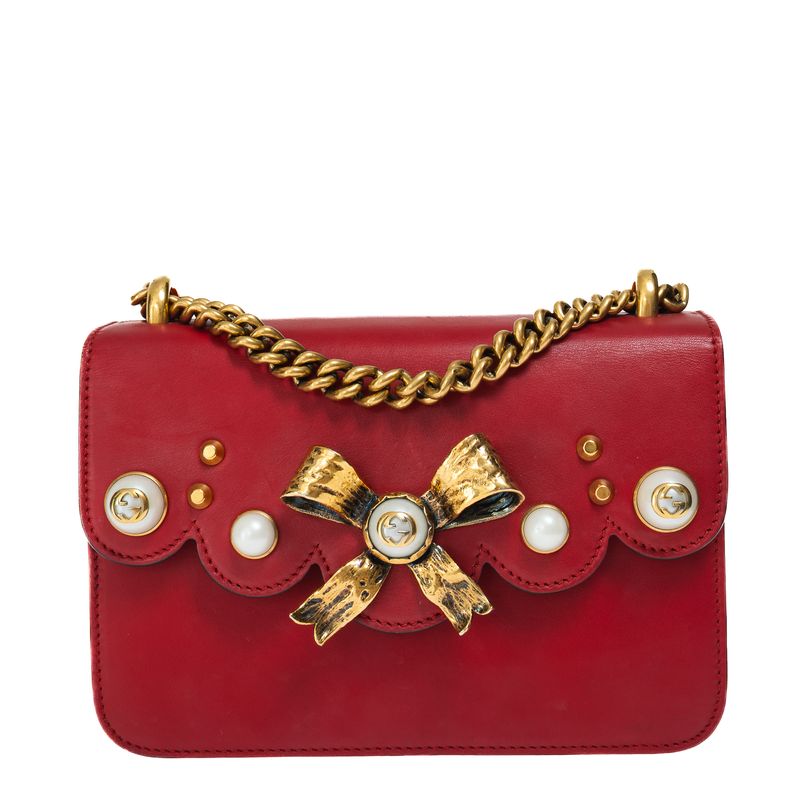 Bolsa-Gucci-Pearly-Peony-Chain-Vermelha