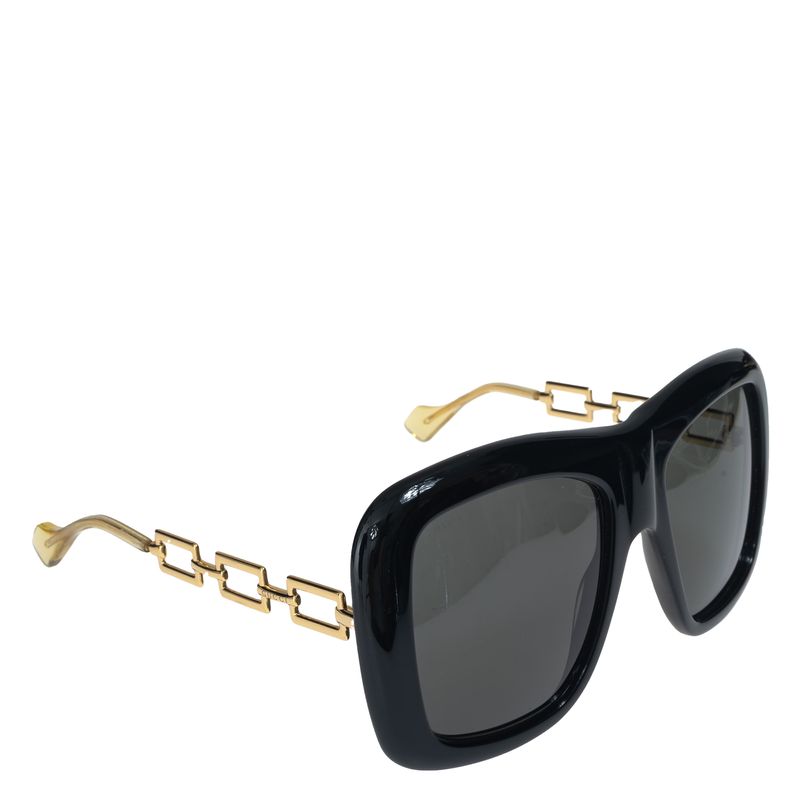 Oculos-Gucci-Maxi-Acetato-e-Corrente-Preto-e-Dourado